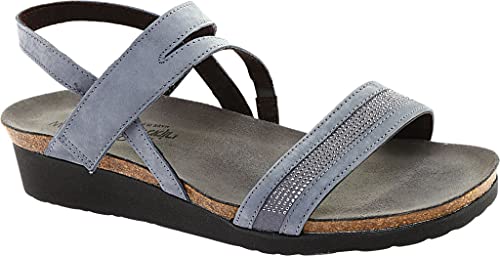 Naot Cameron Studded Sandal (7309) Womens Shoes Feathery Blue Nubuck/ Blue w/ Gray Rivets