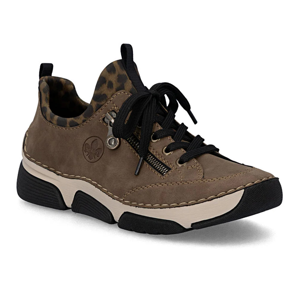 Rieker 45973 Womens Shoes Wood/Leo-Braun