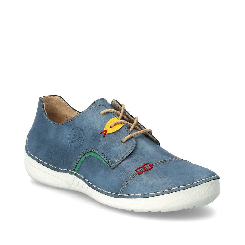 Rieker 52528 Womens Shoes Royal/Smaragd/Gelb