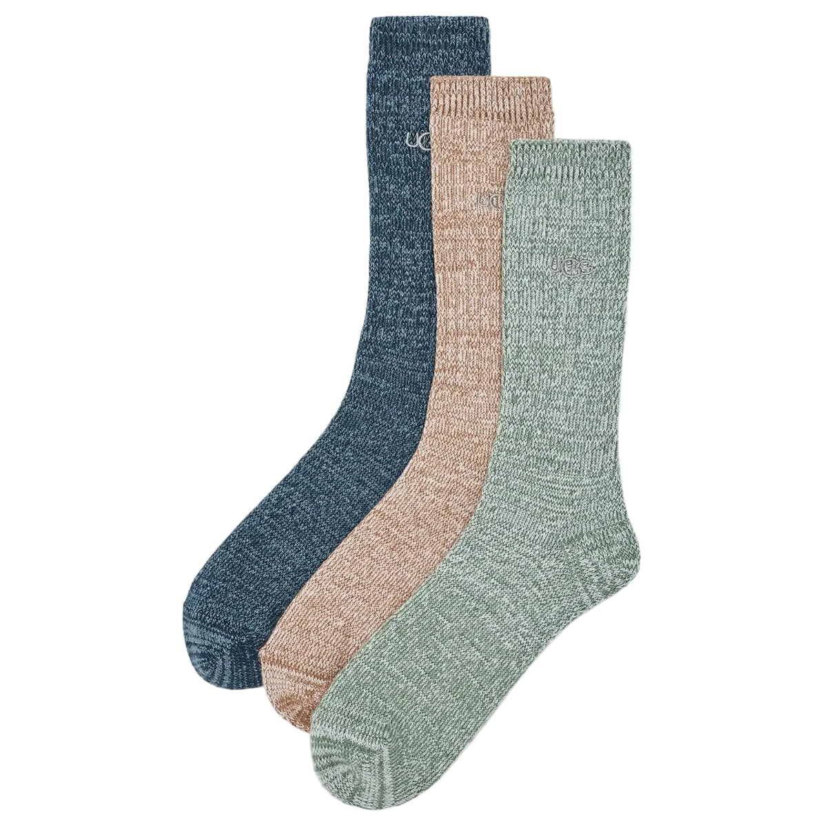 UGG M Trey Rib Knit 3 Pack Mens Hosiery TAHOE BLUE / CHESTNUT / GREEN STONE