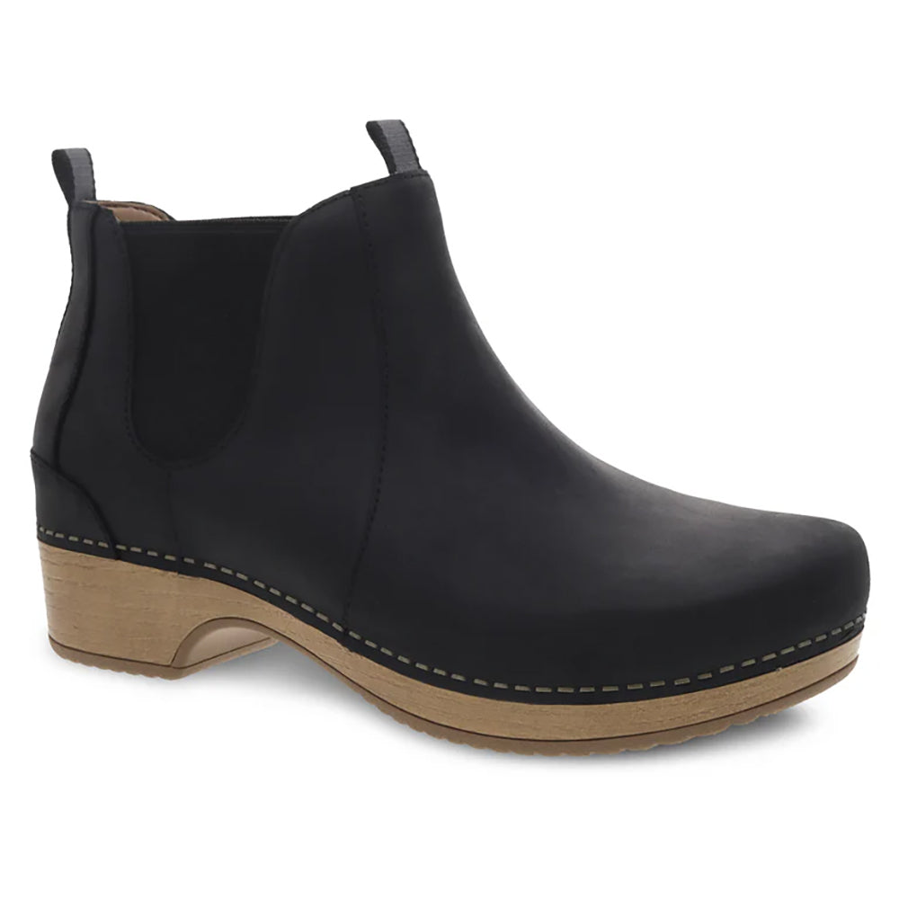 Dansko Becka Leather Bootie Womens Shoes Black Oiled