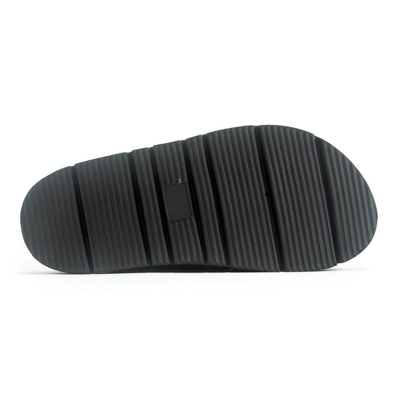 All Black Circle Buckle Lowform Sandal Womens Shoes 