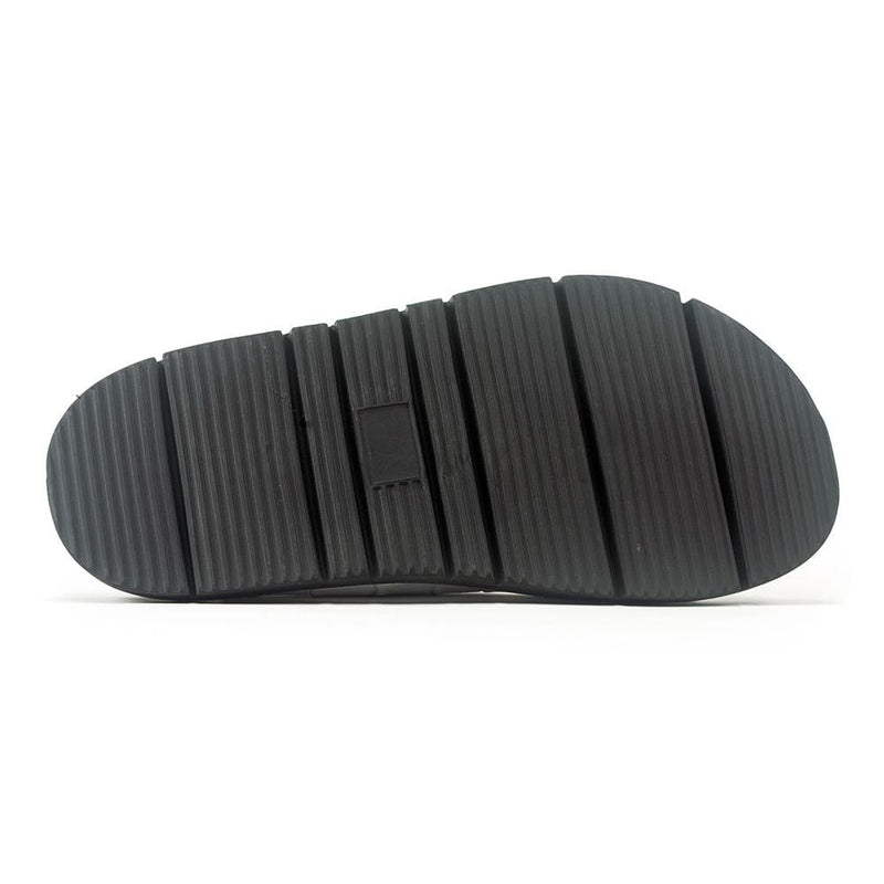All Black Circle Buckle Lowform Sandal Womens Shoes 