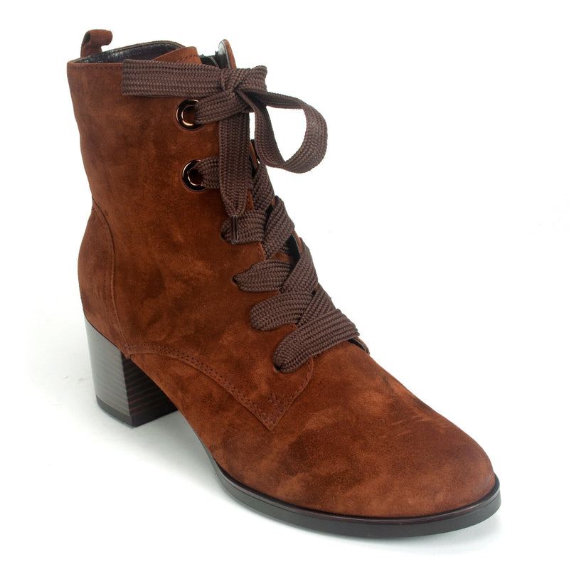 Ara Fargo Lace Up Boot Womens Shoes Nuts Velour