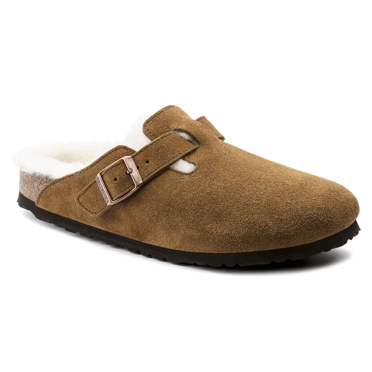 Birkenstock Boston Shearling Clog Womens Shoes Mink Suede