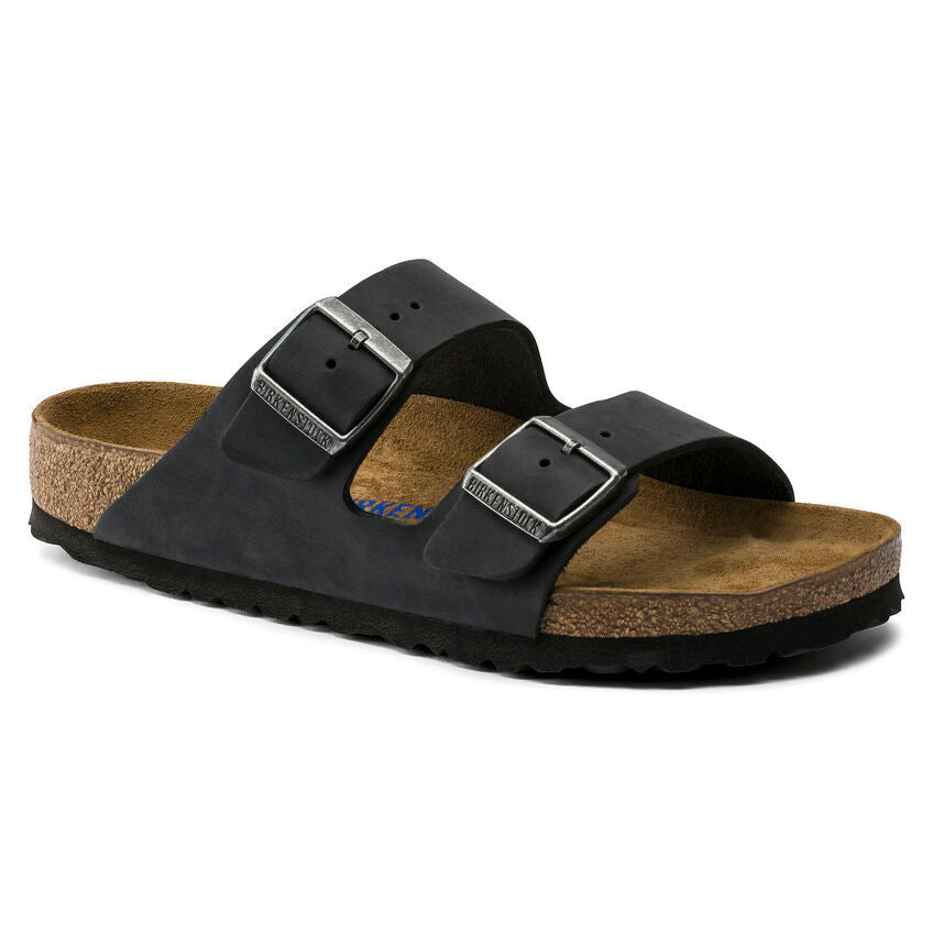 Birkenstock Arizona Soft Regular Unisex Oiled Leather Womens Shoes Black