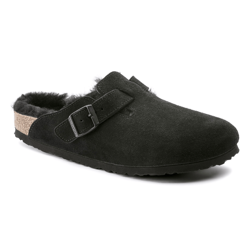 Birkenstock Men's Boston Shearling Clog Womens Shoes Black Suede