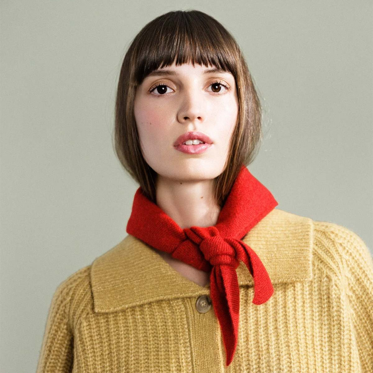 Hansel from Basel Cashmere Triangle Scarf Red