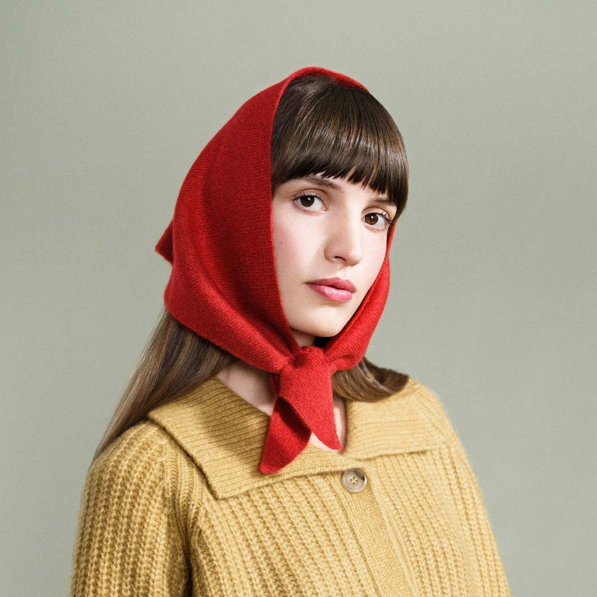 Hansel from Basel Cashmere Triangle Scarf Red