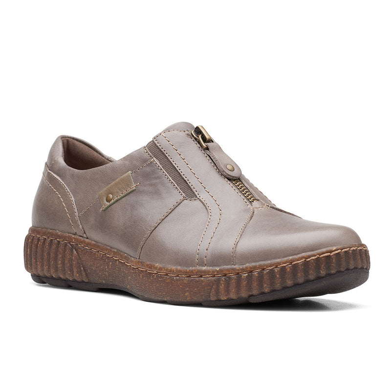 Clarks Magnolia Zip Shoe Womens Shoes Dark Taupe