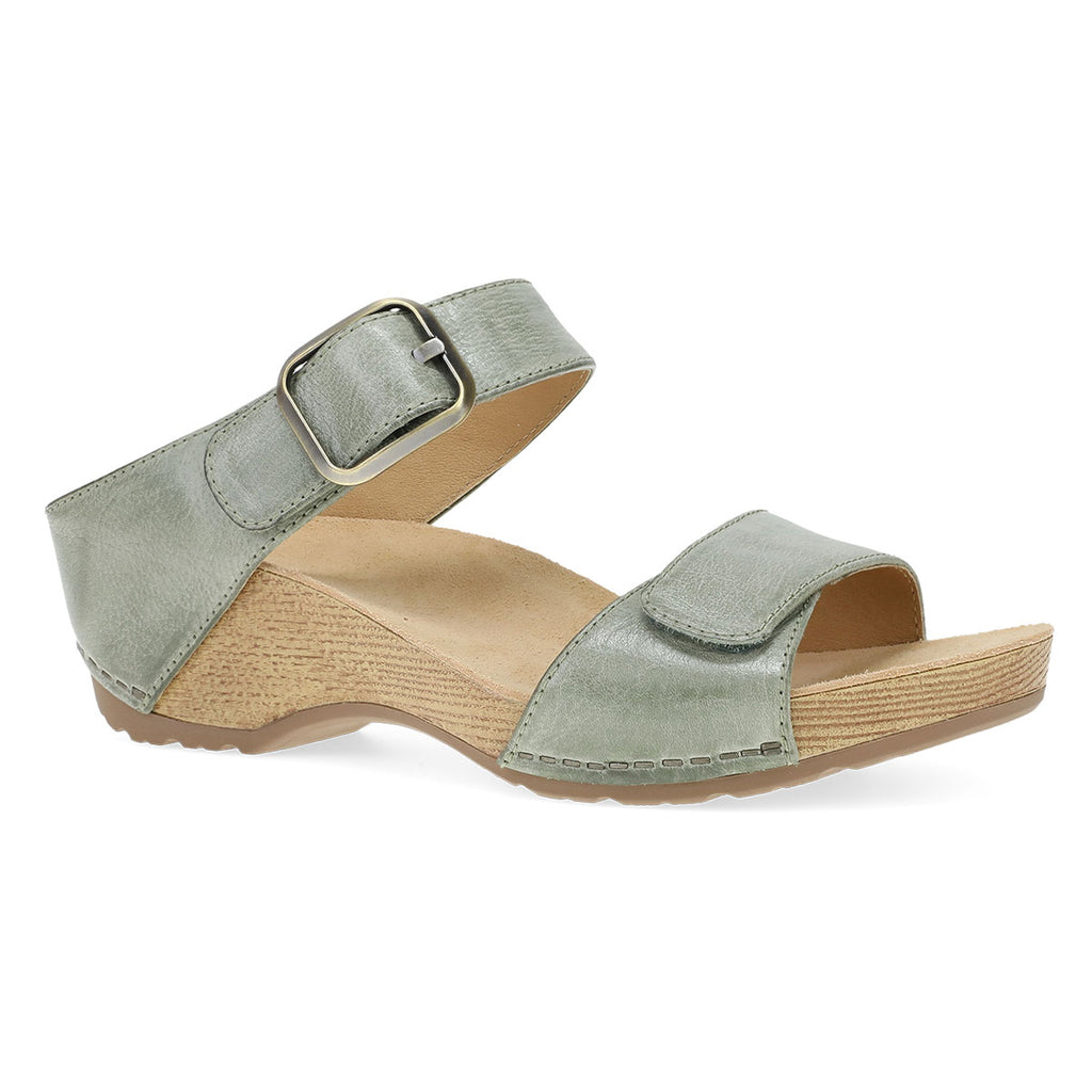 Dansko Tanya Double Strap Slide Sandal Womens Shoes SageMilledBurnished