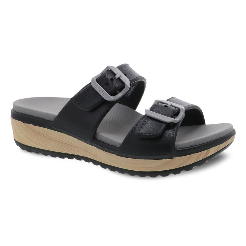 Dansko Kandi Buckle Sandal Womens Shoes Black Milled Nappa