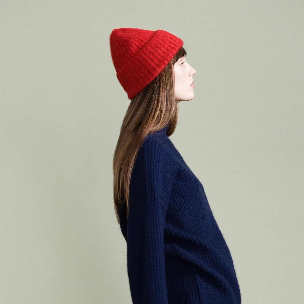 Hansel from Basel Cashmere Ribbed Beanie Red