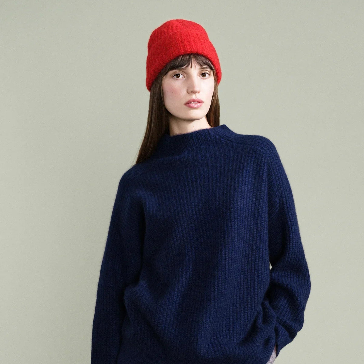 Hansel from Basel Cashmere Ribbed Beanie Red