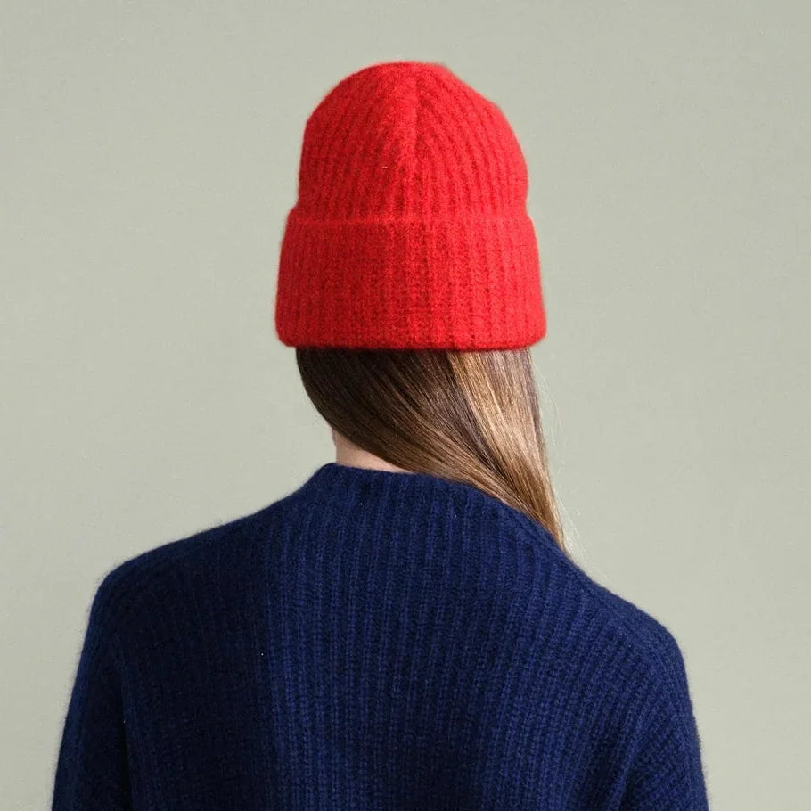 Hansel from Basel Cashmere Ribbed Beanie Red