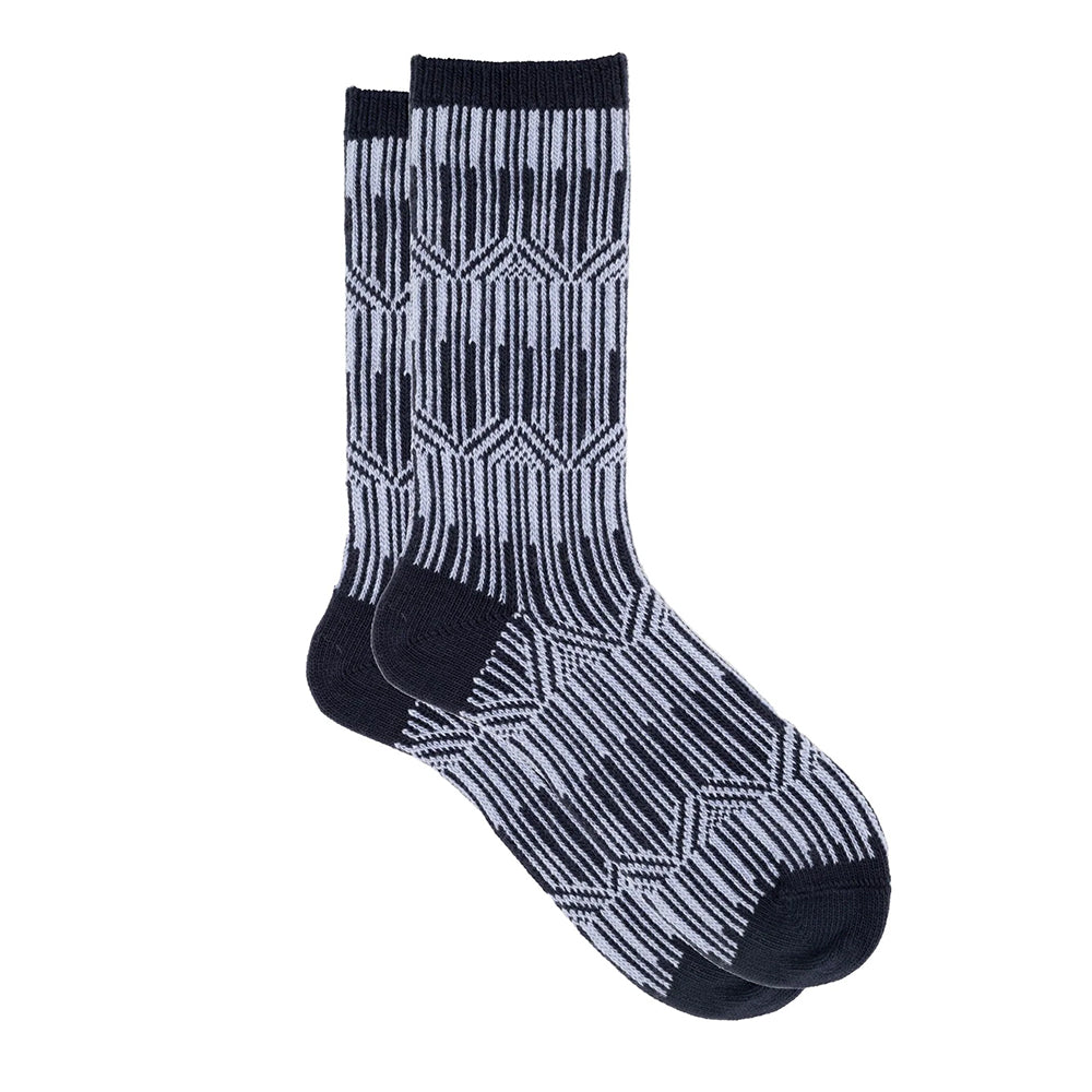 ILux 1667 Mila Cozy Cashmere Silk Vertical Stripe Crew | Simons Shoes Nocturne Blue Navy and White Up and down stripe pattern