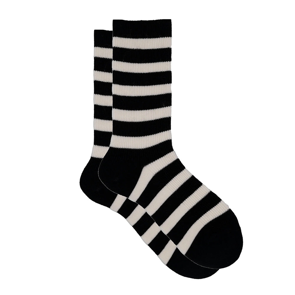 Ilux Ribecca - Cozy Cashmere Silk Striped Ribbed Crew 1696 Womens Hosiery Black