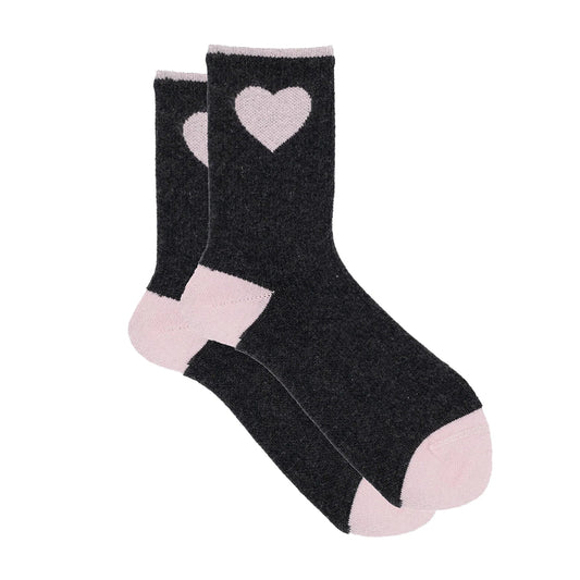 Ilux Hartie - Cashmere Silk Heart Crew 1697 Womens Hosiery Charcoal