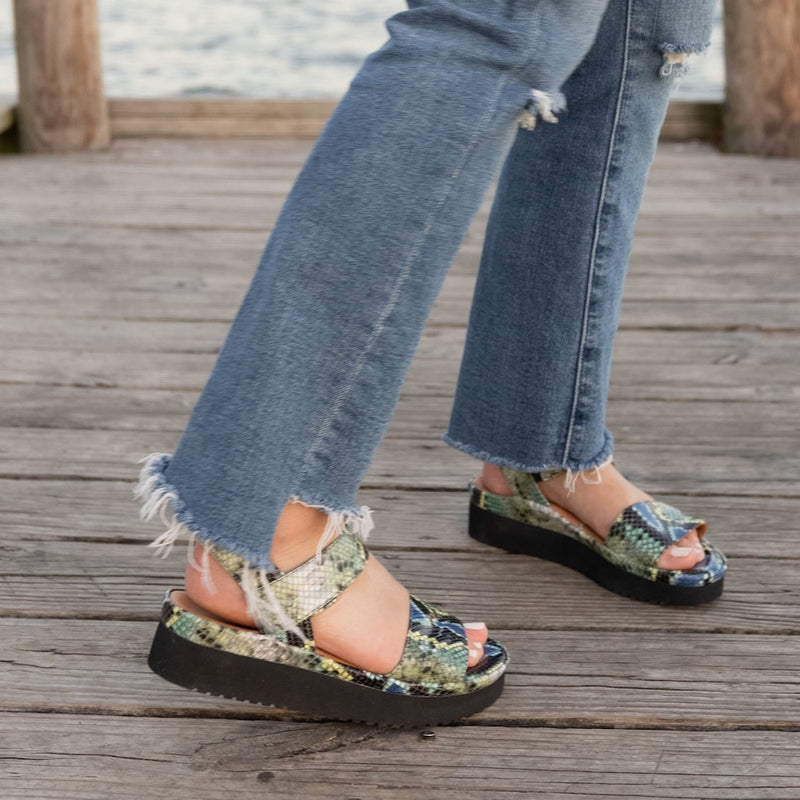 L'Amour Des Pieds Abrilla Sandal - Green Blue Black Multi Womens Shoes