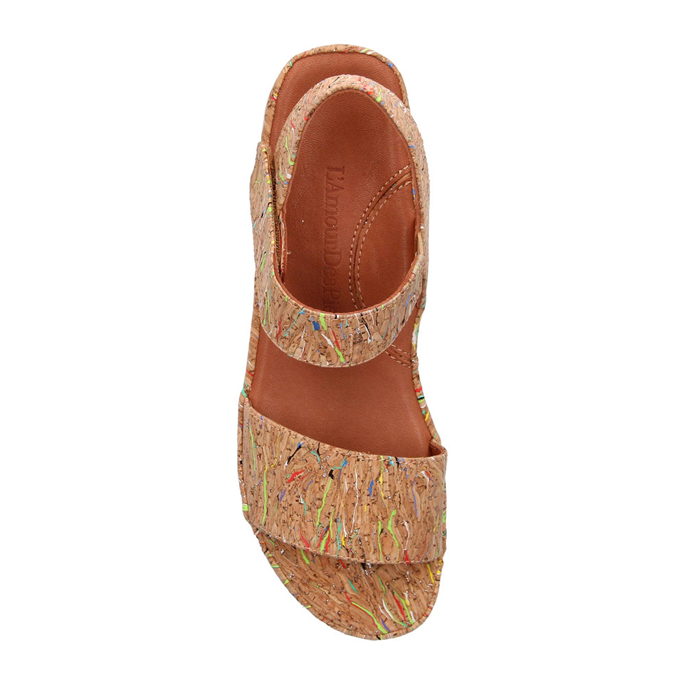 L'Amour Des Pieds Abrilla Sandal - Bright Multi Cork Womens Shoes