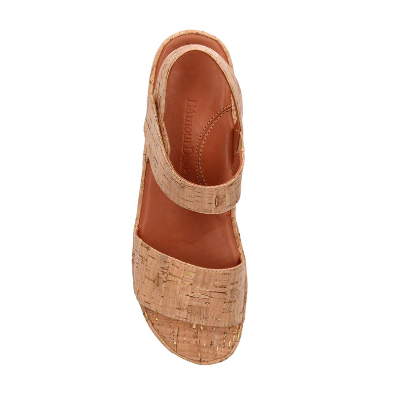 L'Amour Des Pieds Abrilla Sandal - Natural Gold Cork Womens Shoes