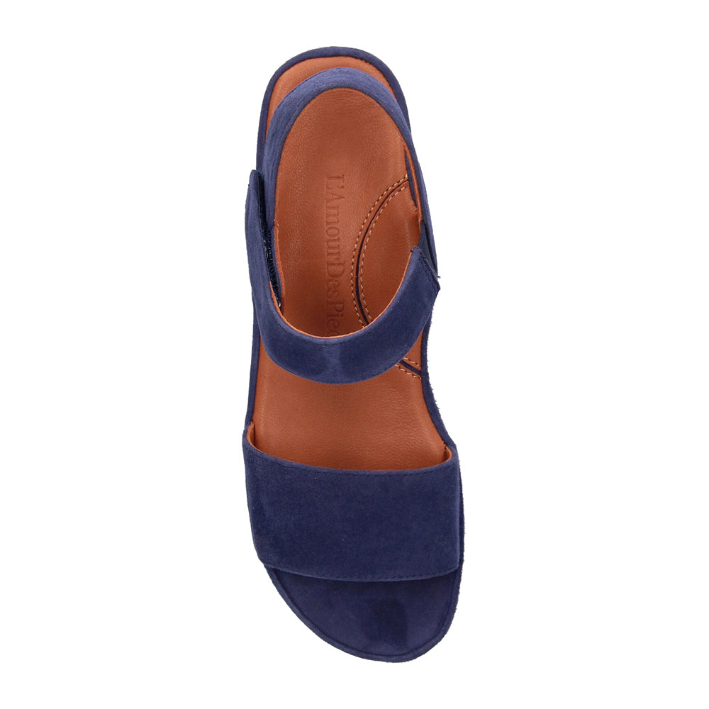 L'Amour Des Pieds Abrilla Sandal - Navy Kid Suede Womens Shoes
