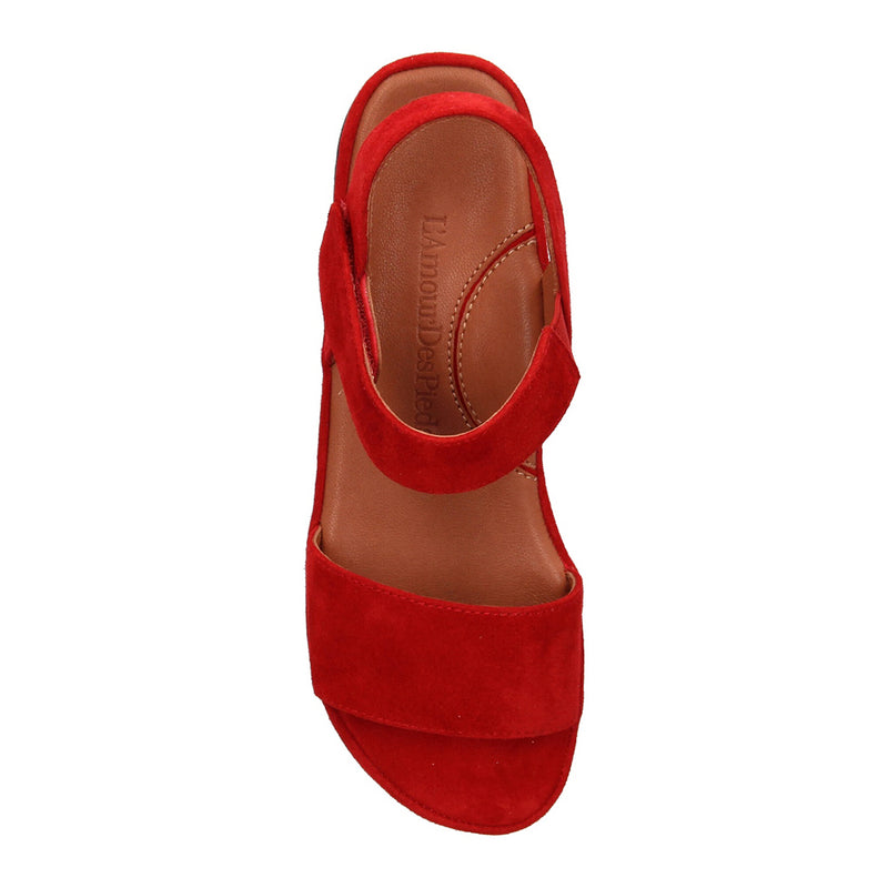 L'Amour Des Pieds Abrilla Sandal - Red Kid Suede Womens Shoes