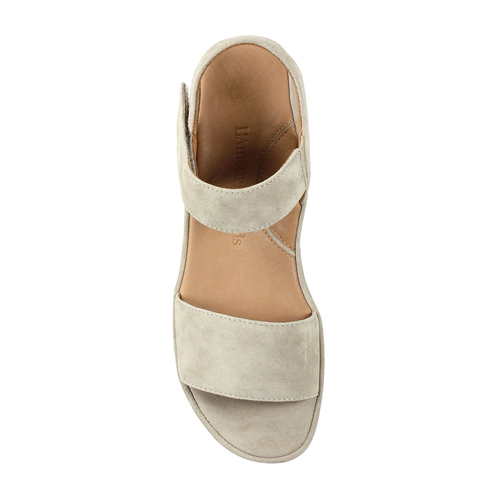 L'Amour Des Pieds Abrilla Sandal - Taupe Kid Suede Womens Shoes