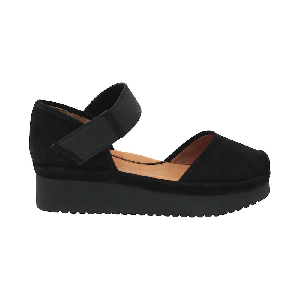 L'Amour Des Pieds Amadour Open Toe Wedge Sandal Womens Shoes Black Kid Suede