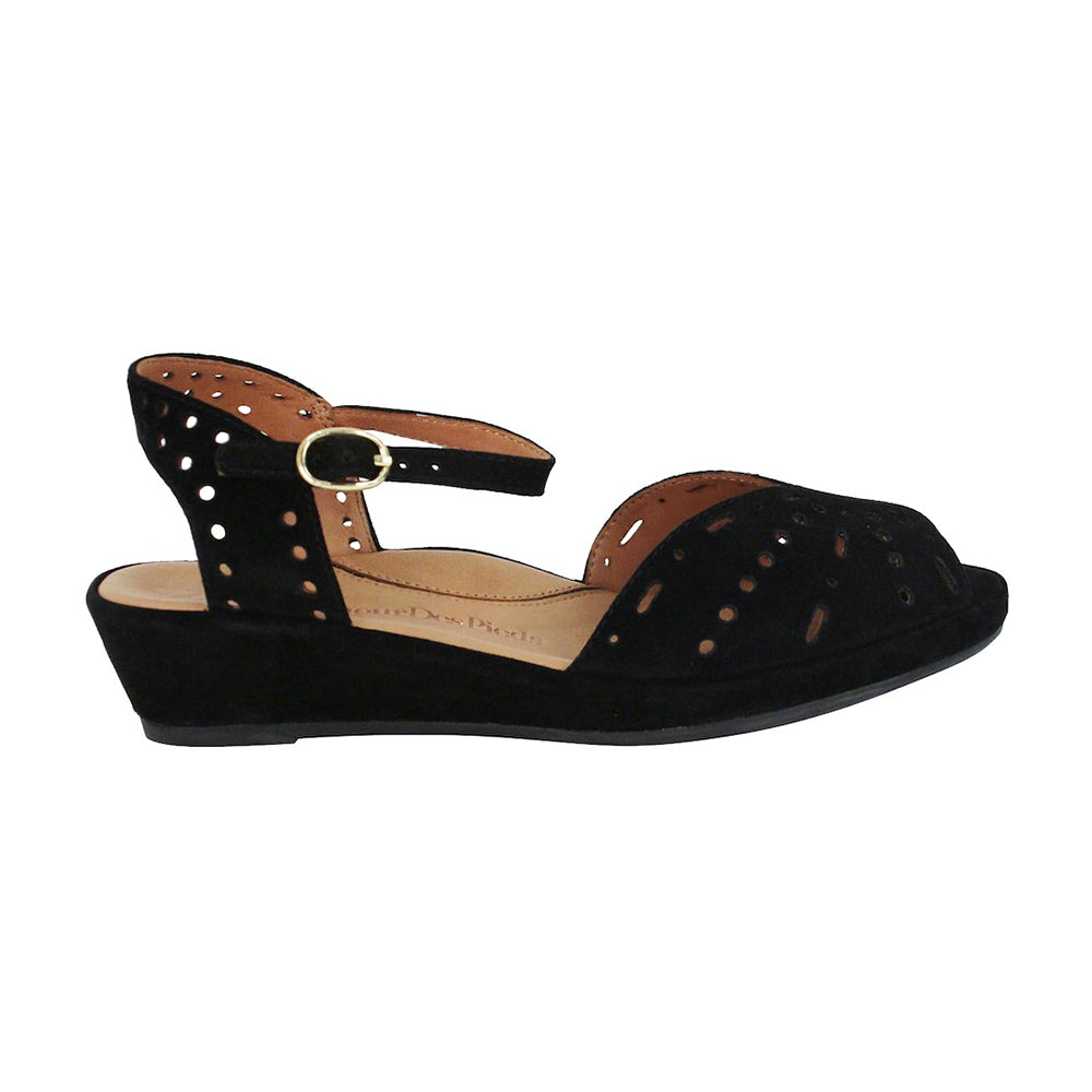 L'Amour Des Pieds Brenn Peep Toe Sandal Womens Shoes Black Suede