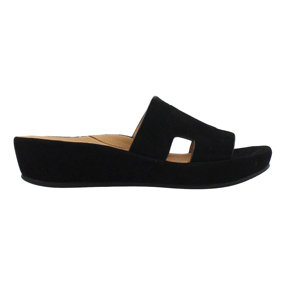 L'Amour Des Pieds Catiana Slip on Sandal - Black Kid Suede Womens Shoes Black Kid Suede