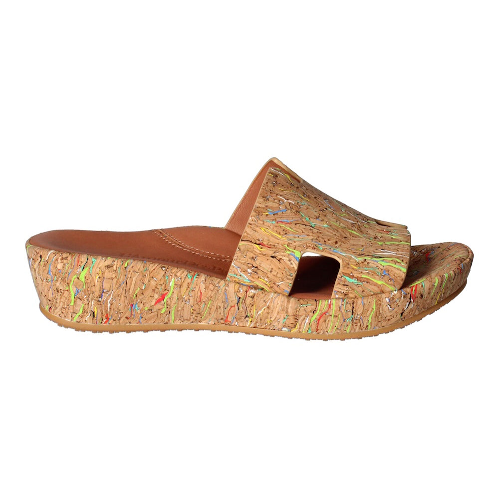 L'Amour Des Pieds Catiana Slip on Sandal - Bright Multi Cork Womens Shoes Bright Multi Cork