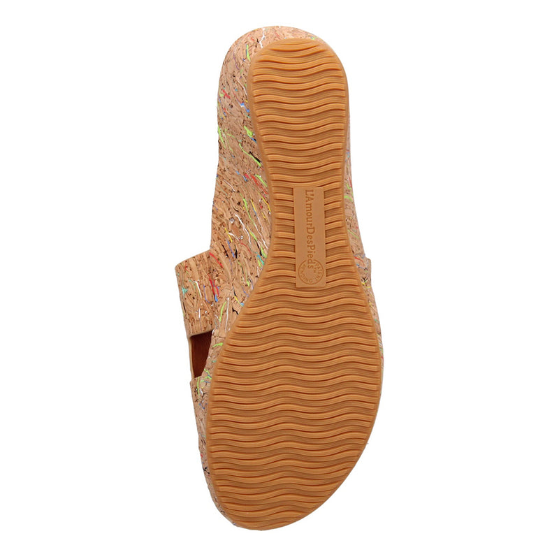 L'Amour Des Pieds Catiana Slip on Sandal - Bright Multi Cork Womens Shoes