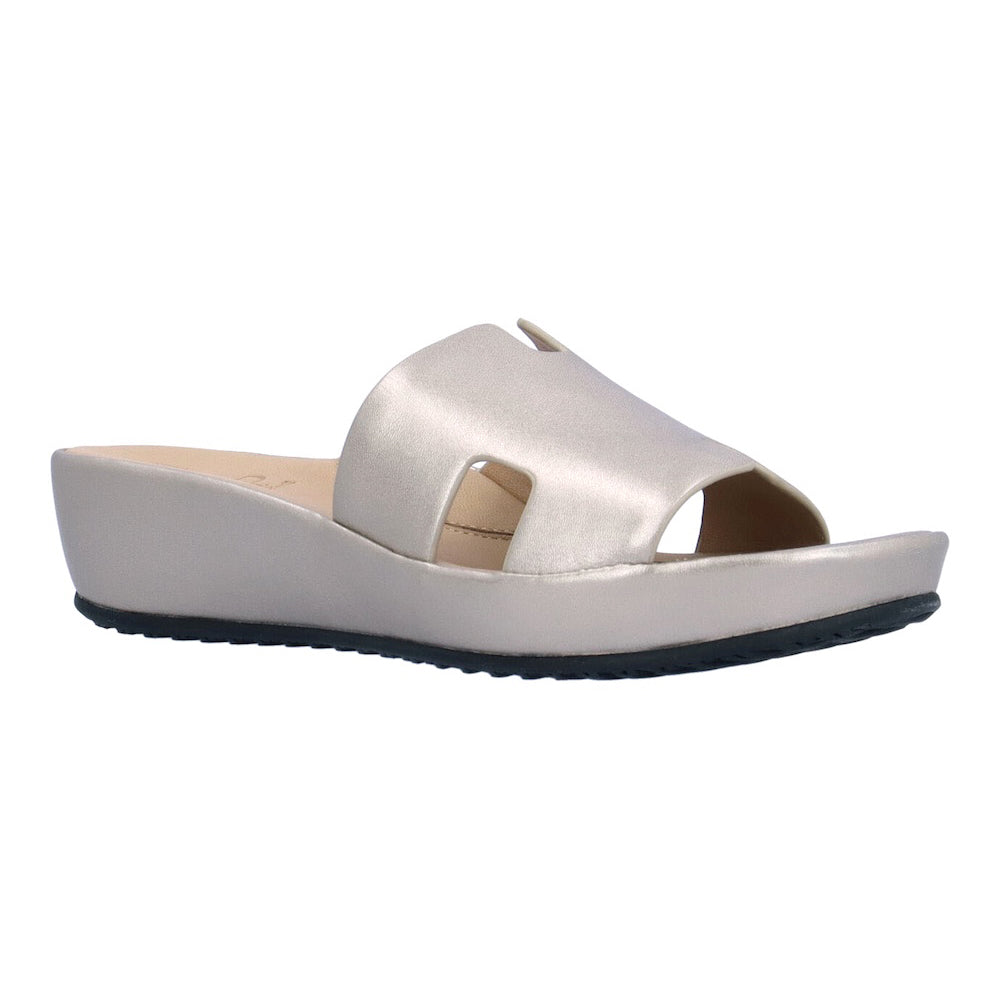 L'Amour Des Pieds Catiana Slip on Sandal - Champagne Met Nappa Womens Shoes Champagne Met Nappa