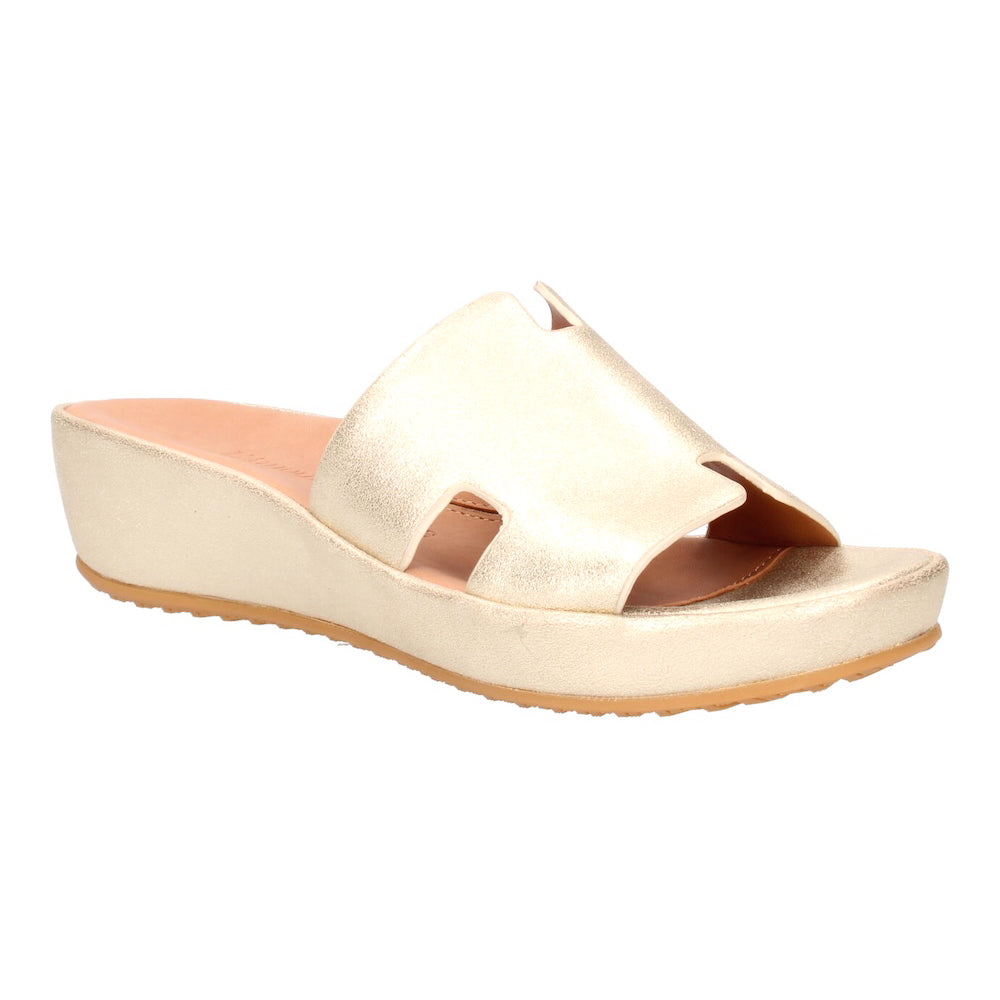 L'Amour Des Pieds Catiana Slip on Sandal - Gold Stardust Suede Womens Shoes Gold Stardust Suede