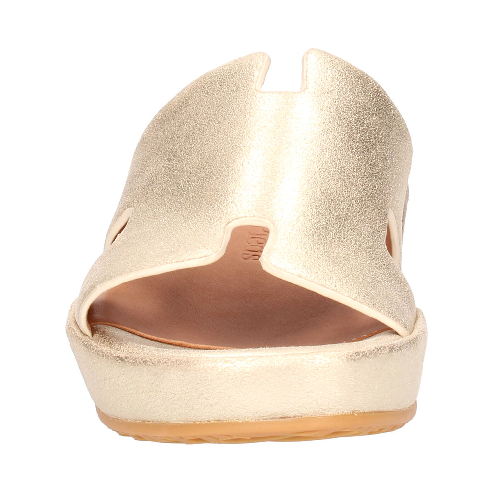 L'Amour Des Pieds Catiana Slip on Sandal - Gold Stardust Suede Womens Shoes
