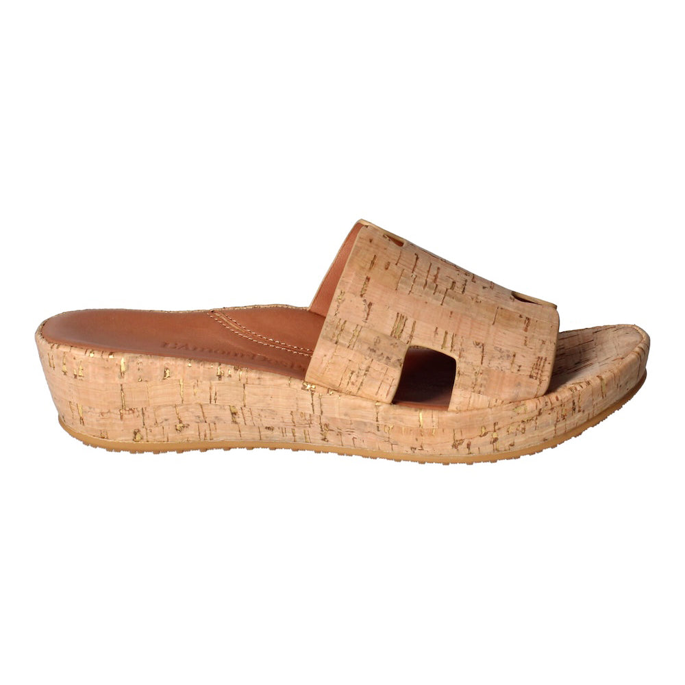 L'Amour Des Pieds Catiana Slip on Sandal - Natural Gold Cork Womens Shoes