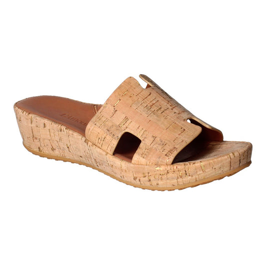 L'Amour Des Pieds Catiana Slip on Sandal - Natural Gold Cork Womens Shoes Natural Gold Cork