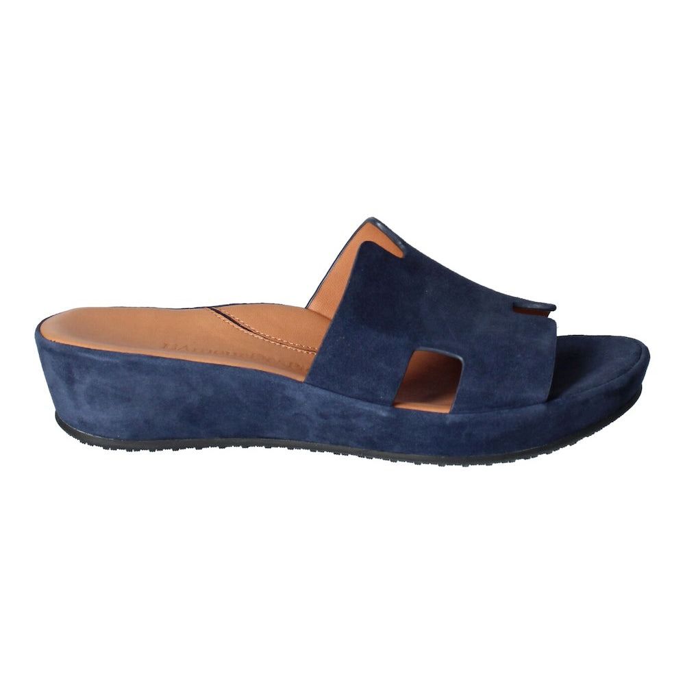 L'Amour Des Pieds Catiana Slip on Sandal - Navy Kid Suede Womens Shoes Navy Kid Suede