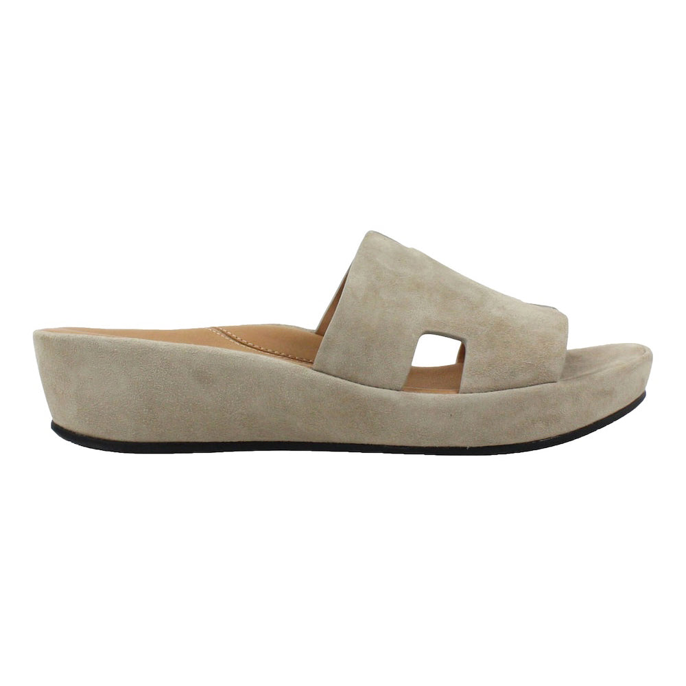 L'Amour Des Pieds Catiana Slip on Sandal - Taupe Kid Suede Womens Shoes Taupe Kid Suede