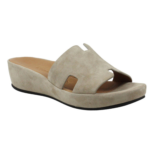 L'Amour Des Pieds Catiana Slip on Sandal - Taupe Kid Suede Womens Shoes Taupe Kid Suede