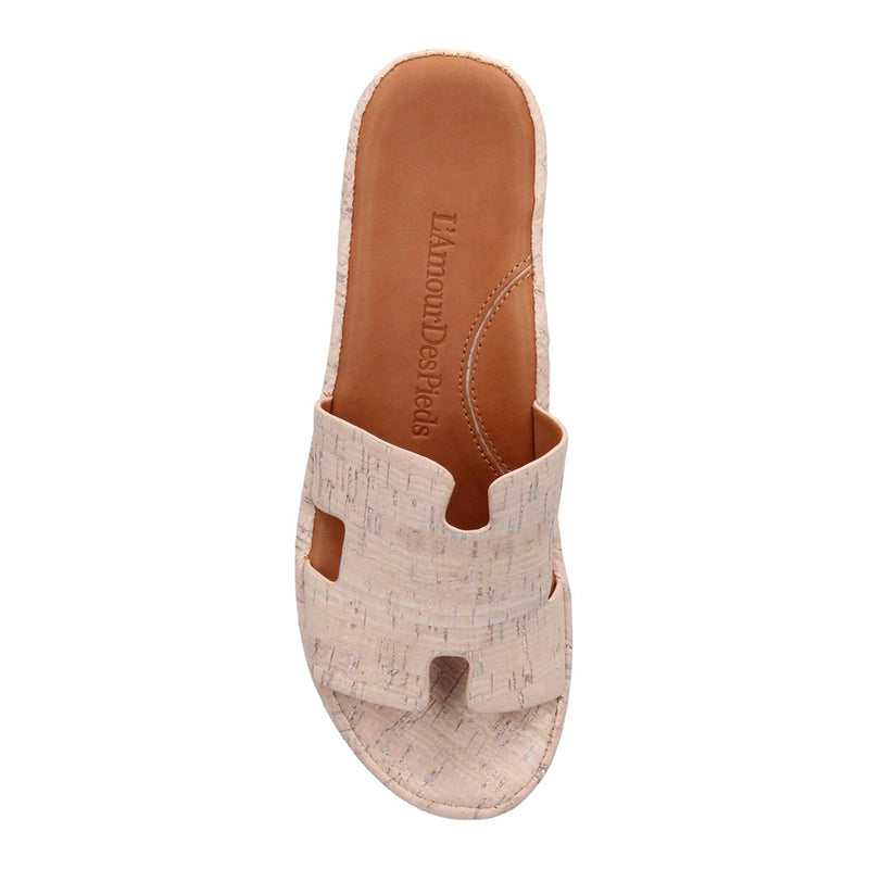 L'Amour Des Pieds Catiana Slip on Sandal - Whitewash Cork Womens Shoes