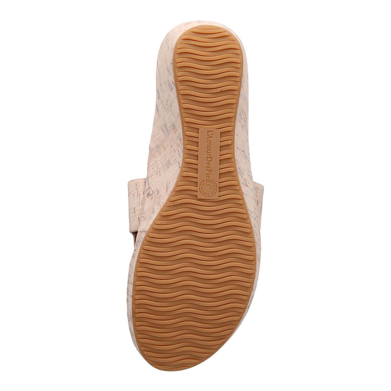 L'Amour Des Pieds Catiana Slip on Sandal - Whitewash Cork Womens Shoes
