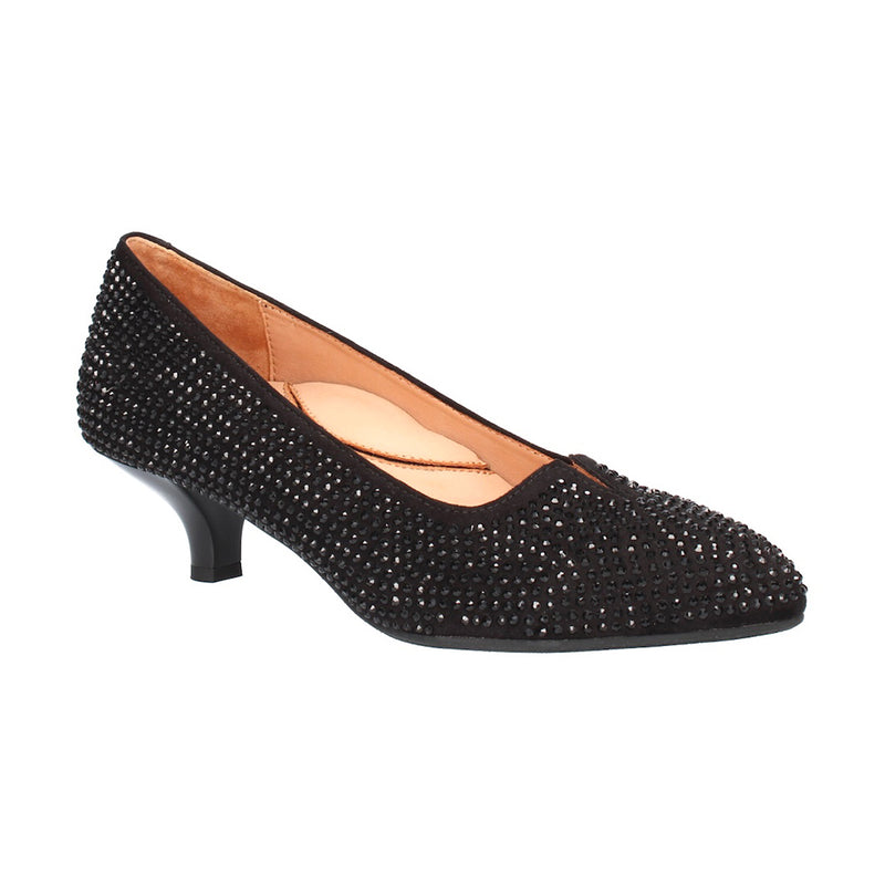 L'Amour Des Pieds Kavan Pump Womens Shoes Black Suede Stones
