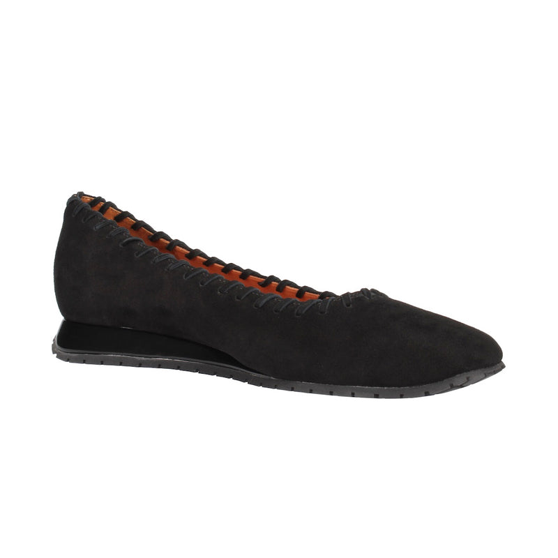L'Amour Des Pieds Tiffanie Mini Wedge Flat Womens Shoes Black Kid Suede
