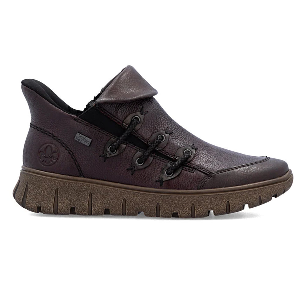 Rieker N1353 Leather Womens Ankle Bootie, Slip On Ankle Fall Boot
