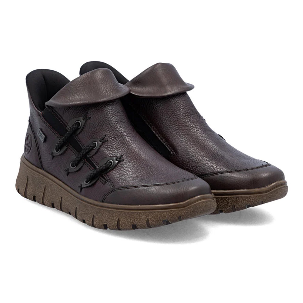 Rieker N1353 Leather Womens Ankle Bootie, Slip On Ankle Fall Boot