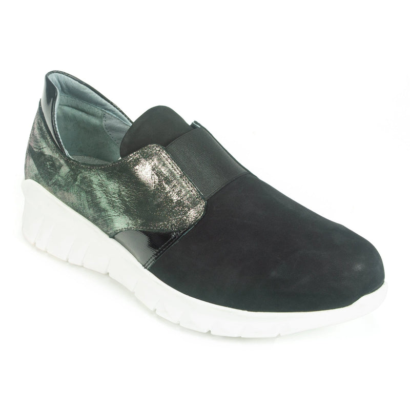 Naot Intrepid Sneaker (18017) Womens Shoes Black Velvet Nubuck/Metallic Onyx Lthr/Black Luster Lthr