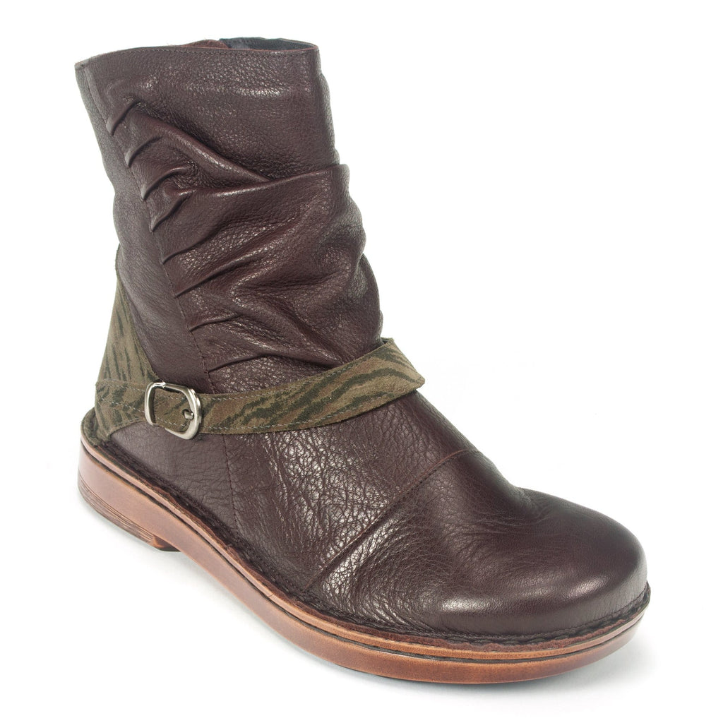 Naot Lorca Bootie (63431) Womens Shoes Soft Brown Leather/Safari Olive Suede