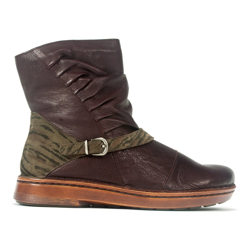 Naot Lorca Bootie (63431) Womens Shoes Soft Brown Leather/Safari Olive Suede